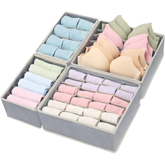 Drawer Organizers for Underwear Bras Socks Closet Storage Boxes Foldable Set - Picture 1 of 8